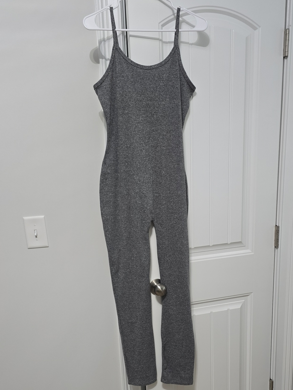 Sleek Gray Sleeveless Knit Jumpsuit